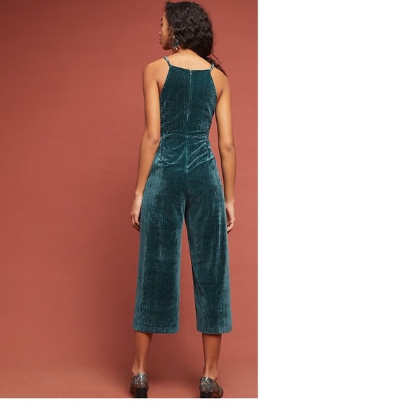 Anthropologie EVELYN VELVET TIE-FRONT JUMPSUIT new SIZE XL nwt green color - Picture 5 of 6